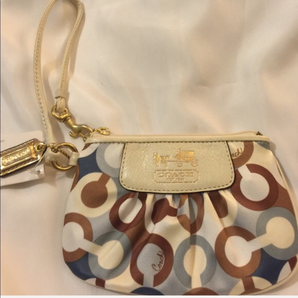 Coach Signature Ivory Madison Graphic Wristlet